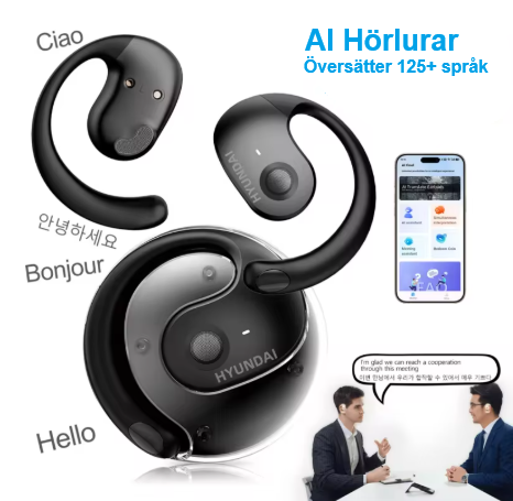 Smarttranslate -  Trådlösa bluetooth hörlurar med språköversättning - SVARTA
